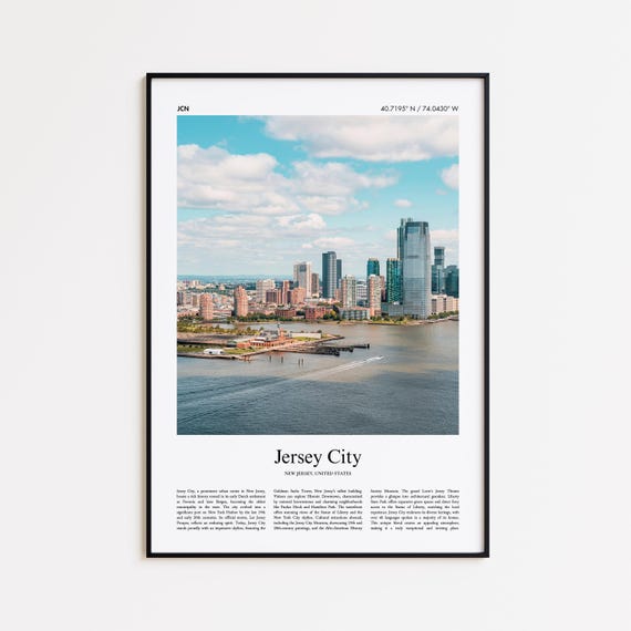 Jersey City Color Print Real Photo Poster Travel Gift New United States Usa Wall Art