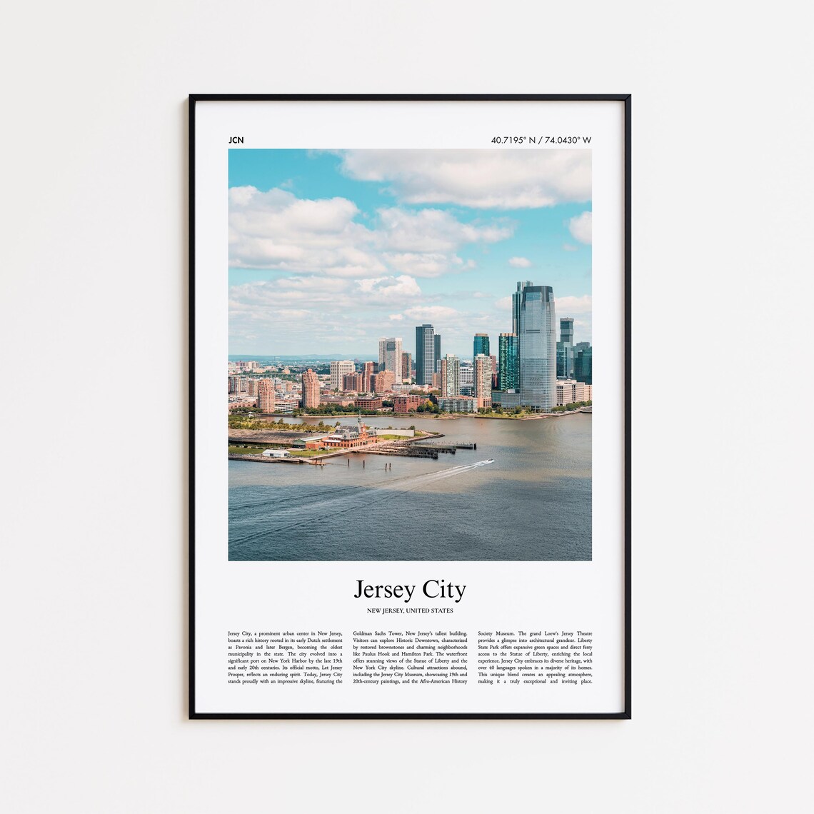 Jersey City New Jersey Hudson Waterfront Skyline Photo Travel Poster