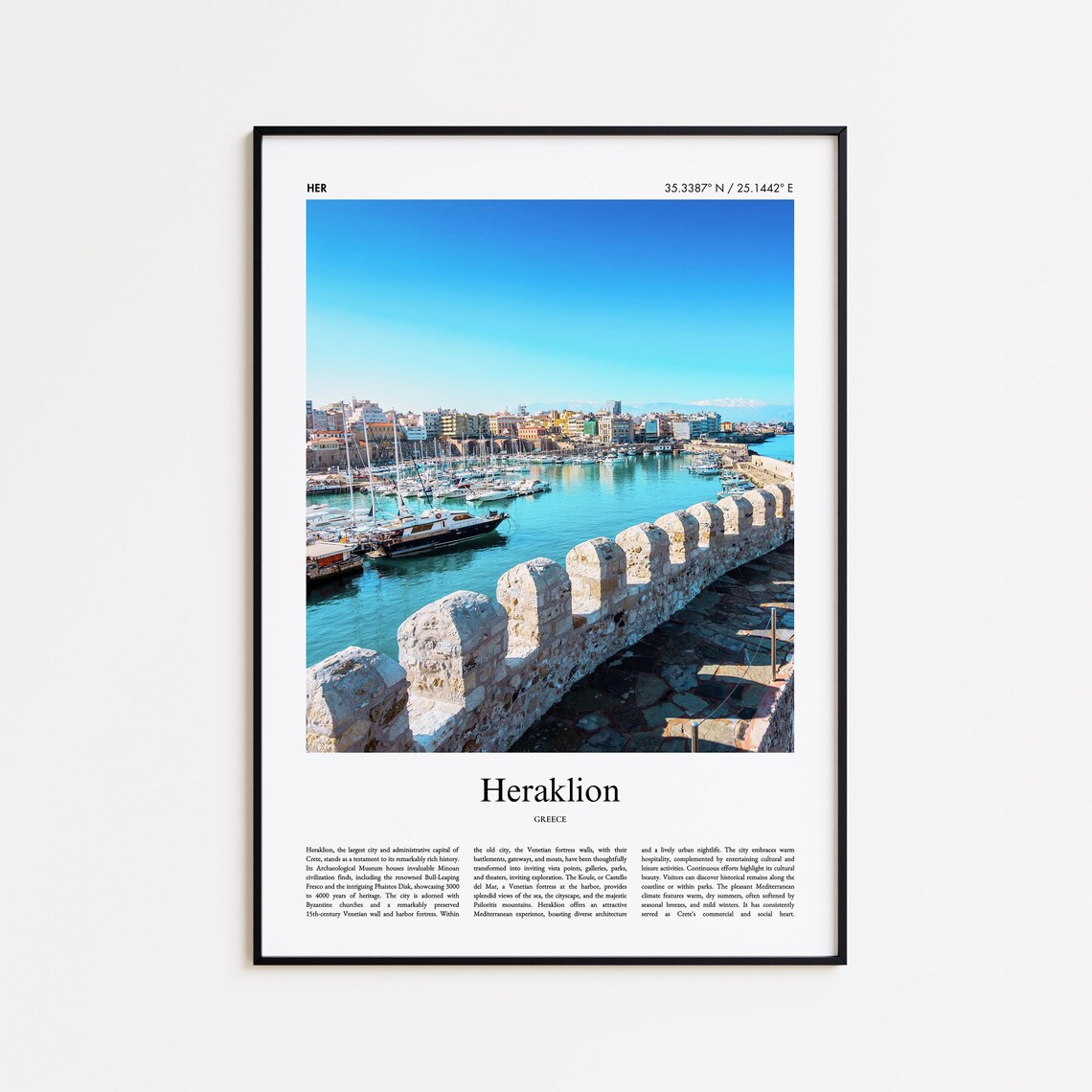 Heraklion Greece Venetian Fortress Harbor Travel Photo Poster