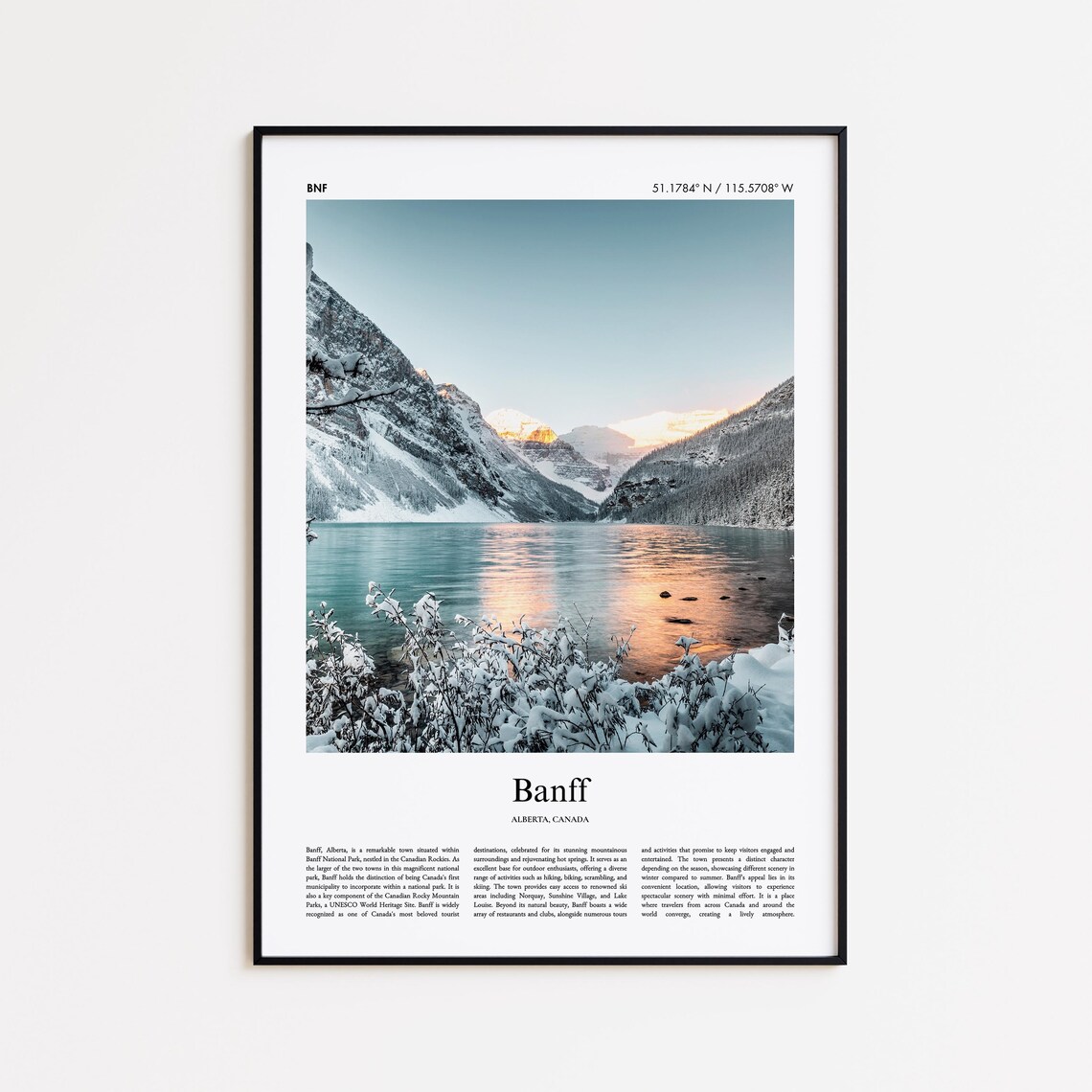 Banff Minimal City Travel Poster, Alberta Canada