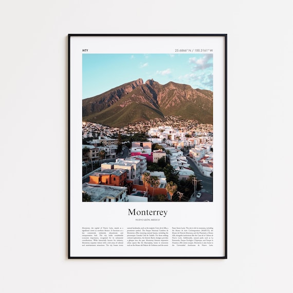 Monterrey Color Print Real Photo Poster Travel Gift Nuevo Len Mexico Minimal City