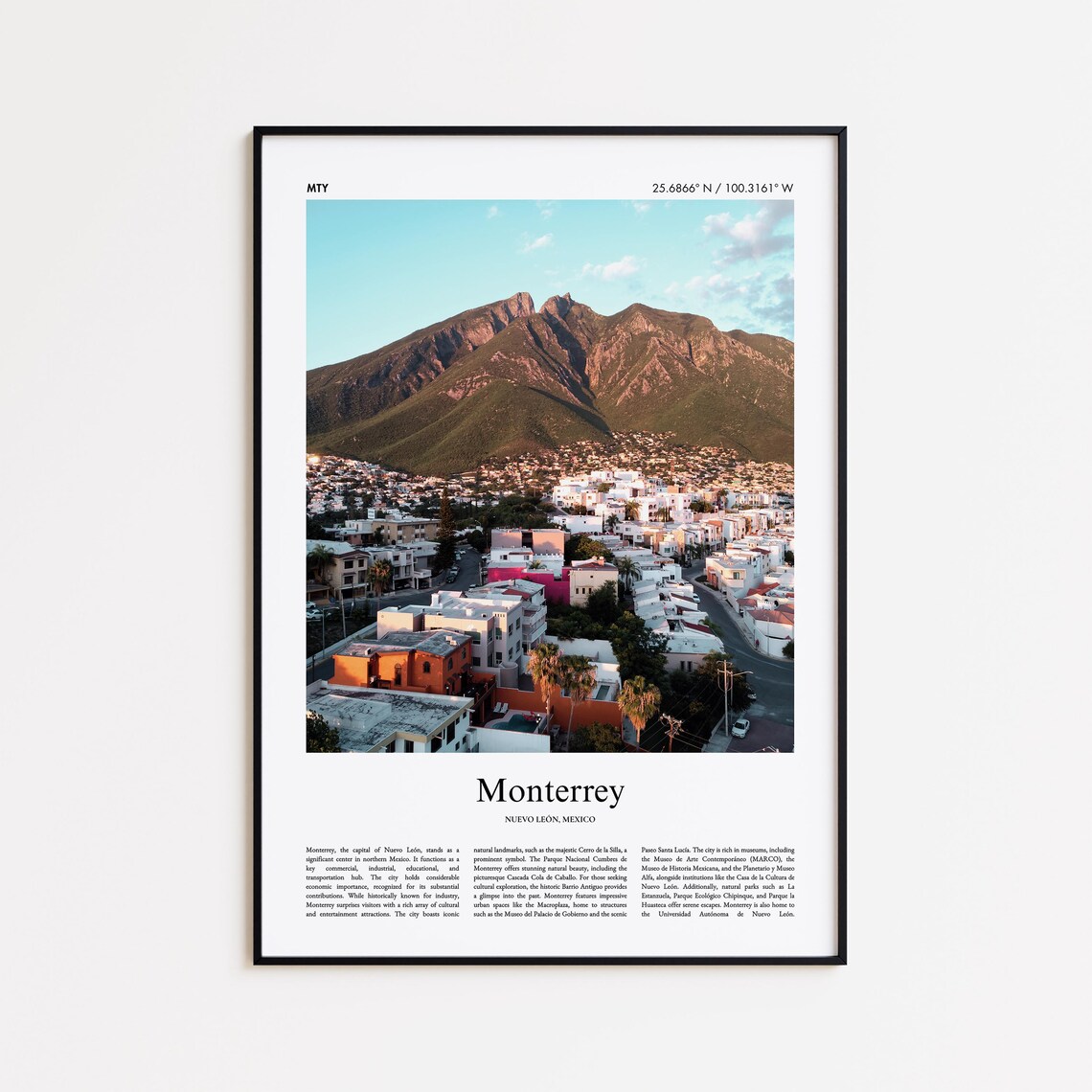 Monterrey Mexico Cerro de la Silla Mountain Photo Travel Poster