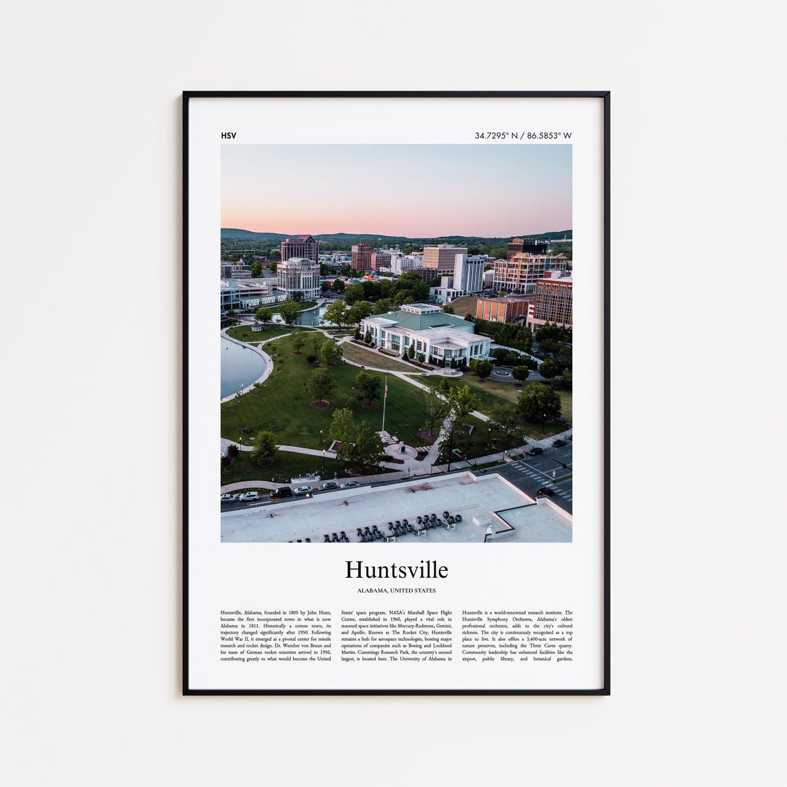 Huntsville Color Print Real Photo Poster Travel Gift Alabama United States Usa Wall Art
