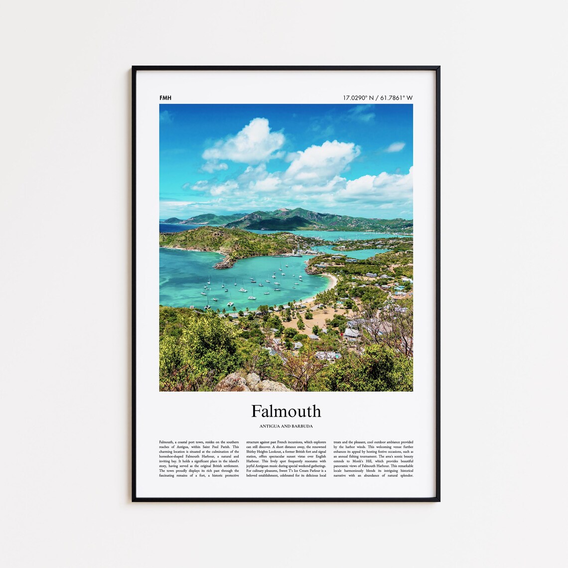 Falmouth Harbour Antigua Tropical Bay Sailing Photo Travel Poster