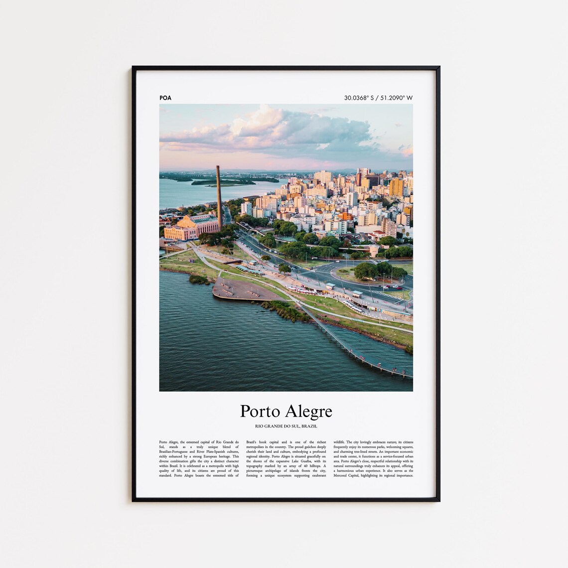 Porto Alegre Brazil Cityscape Aerial River View Photo Poster