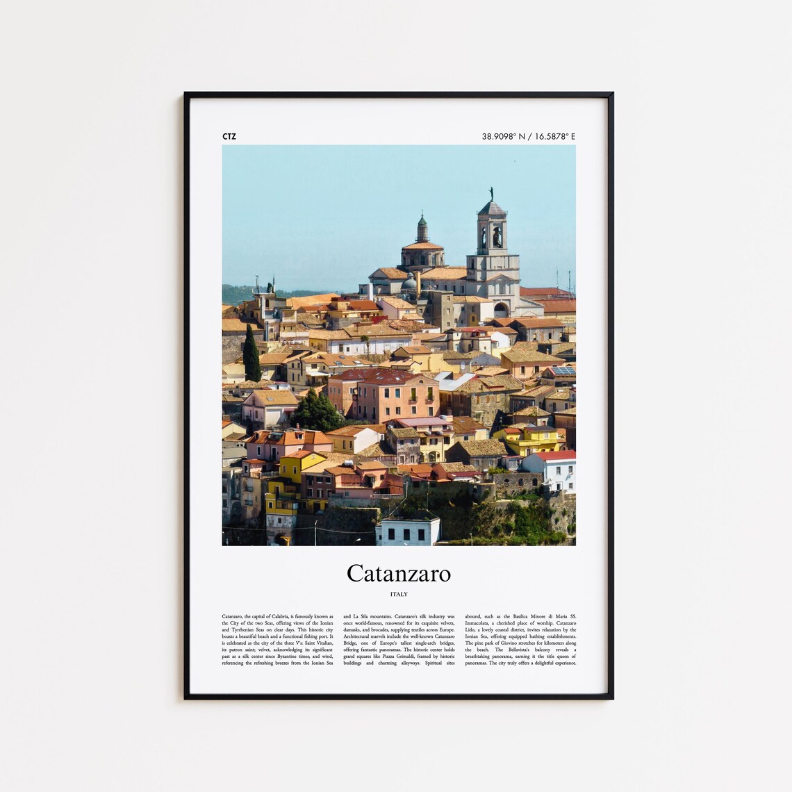 Catanzaro Italy Hilltop Old Town Cathedral Cityscape Photo Poster