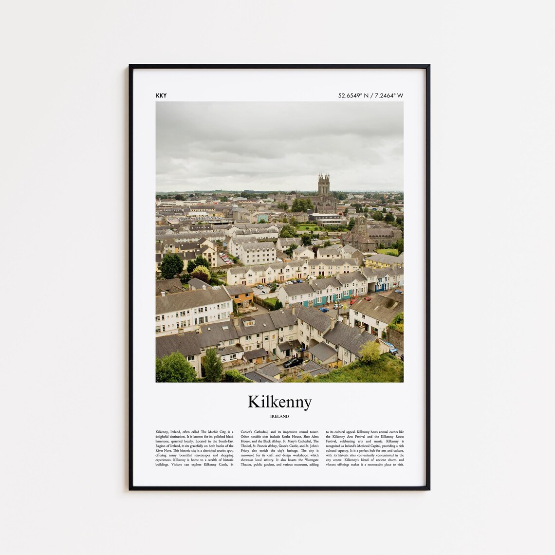 Kilkenny Ireland Medieval City Cathedral Aerial Photo Poster