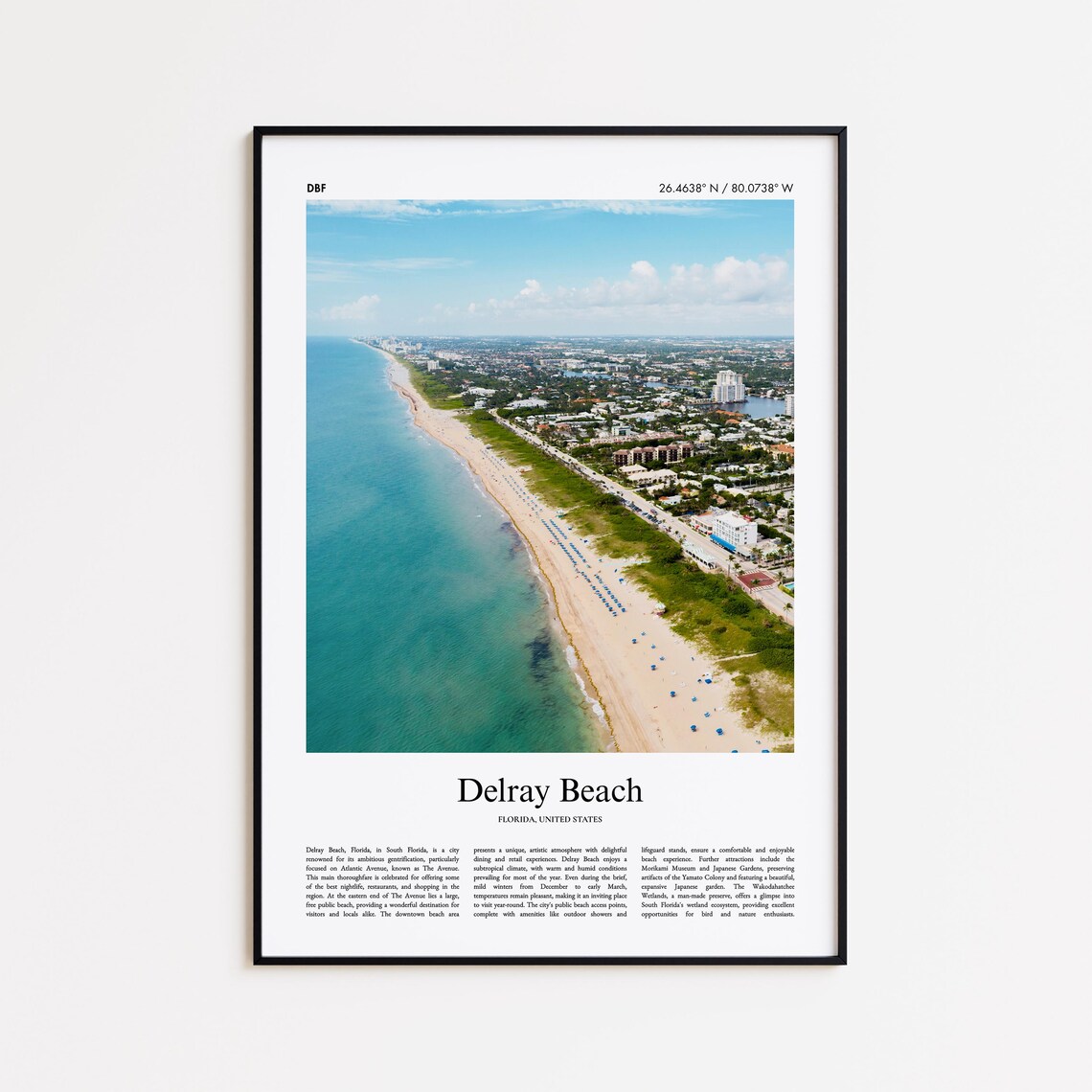 Delray Beach Florida Atlantic Coastline Aerial Photo Poster Decor