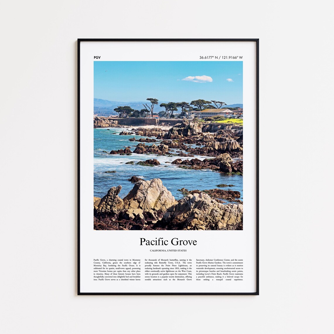 Pacific Grove Color Travel Poster, United States