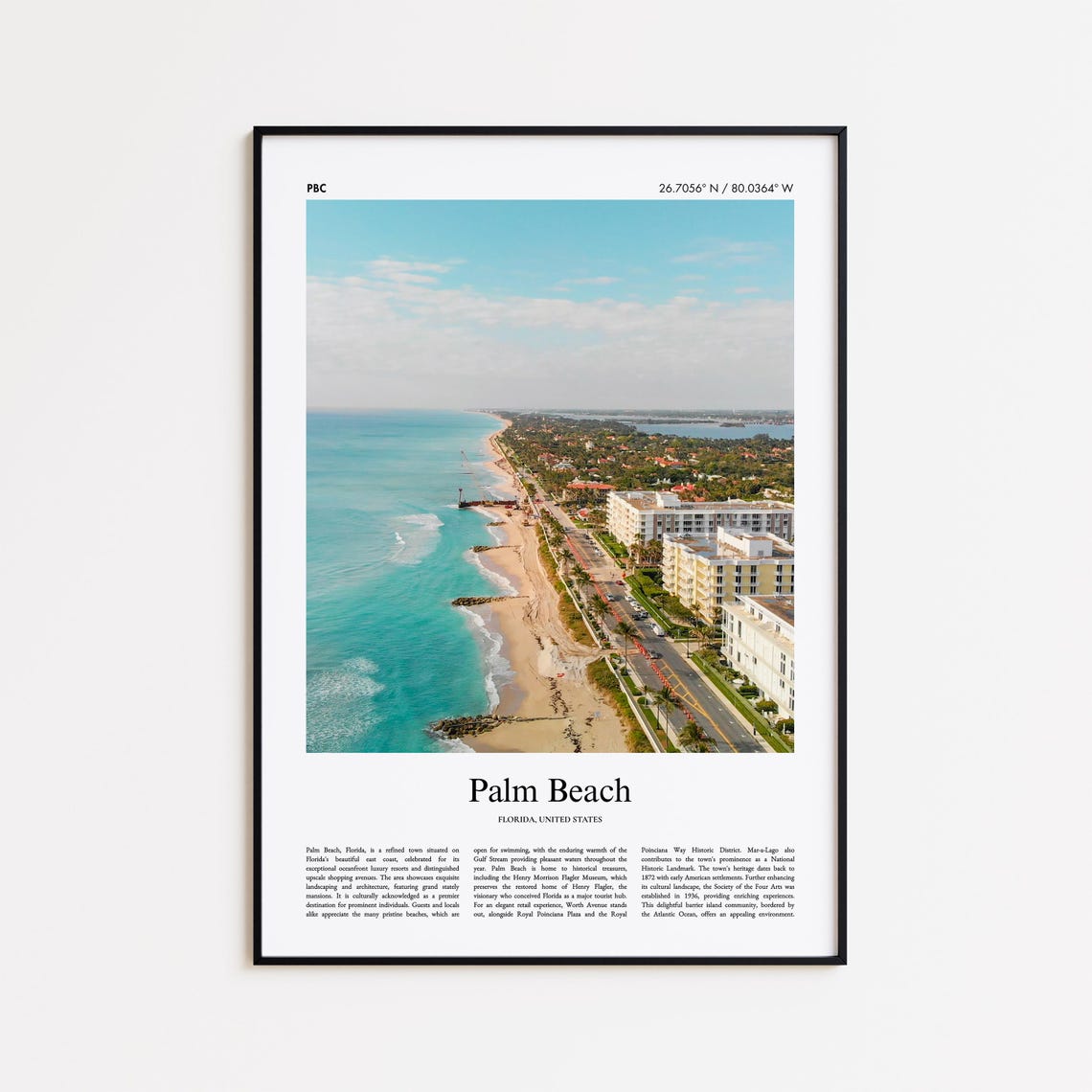 Palm Beach Florida Atlantic Coastline Aerial Beach Photo Poster