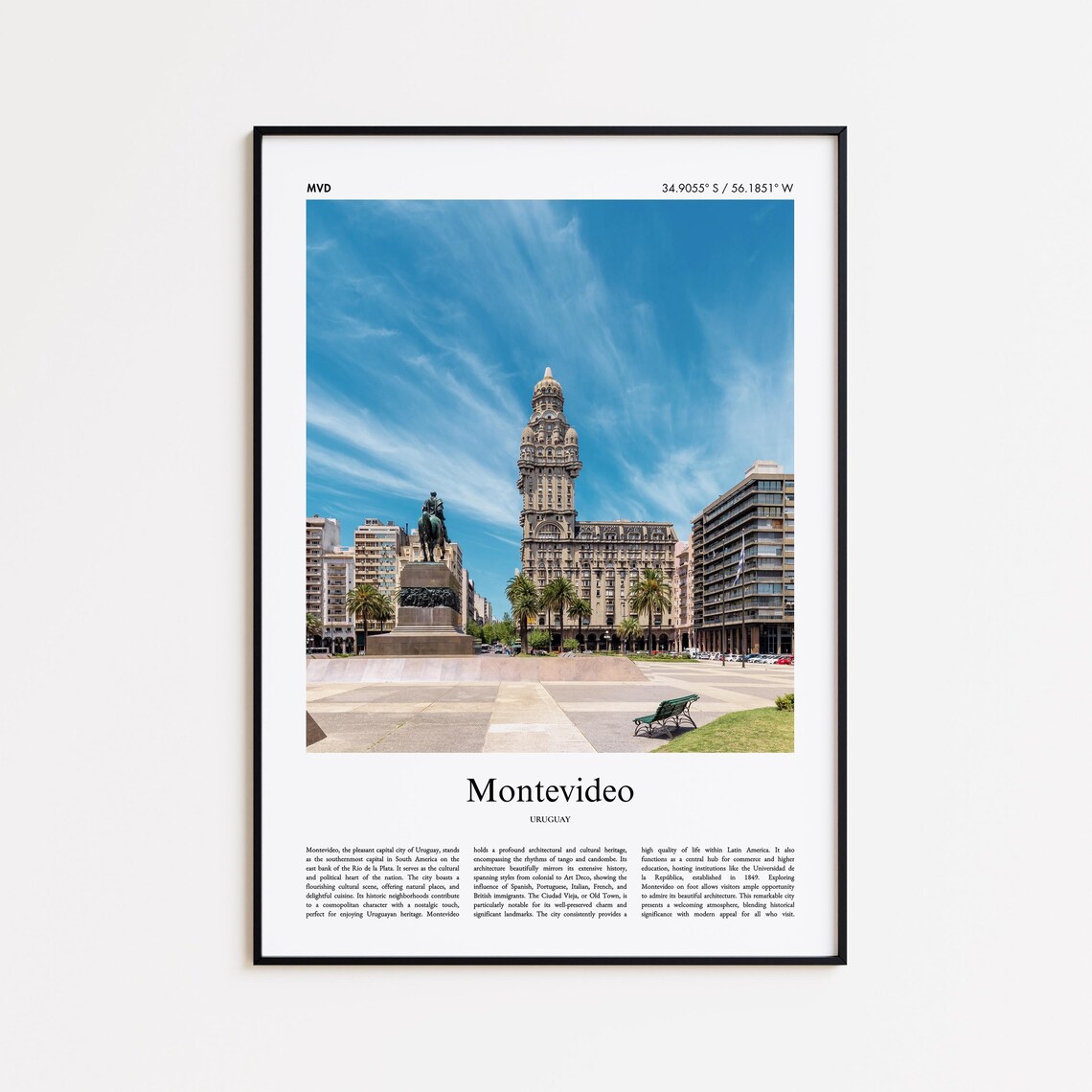 Montevideo Uruguay Plaza Independencia Landmark Travel Poster