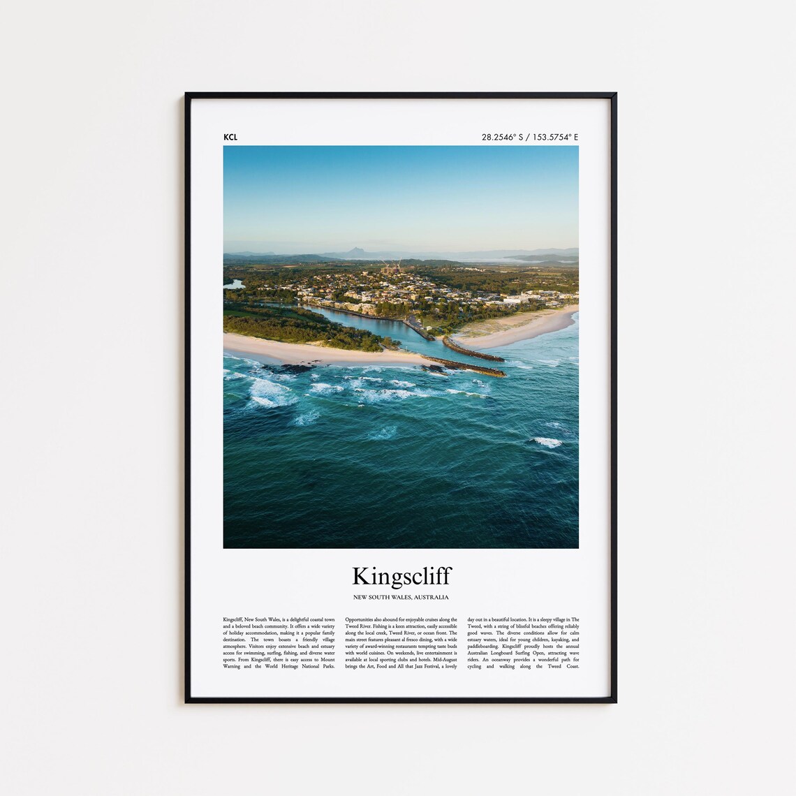Kingscliff Australia Aerial Coastal Town Photography Travel Poster