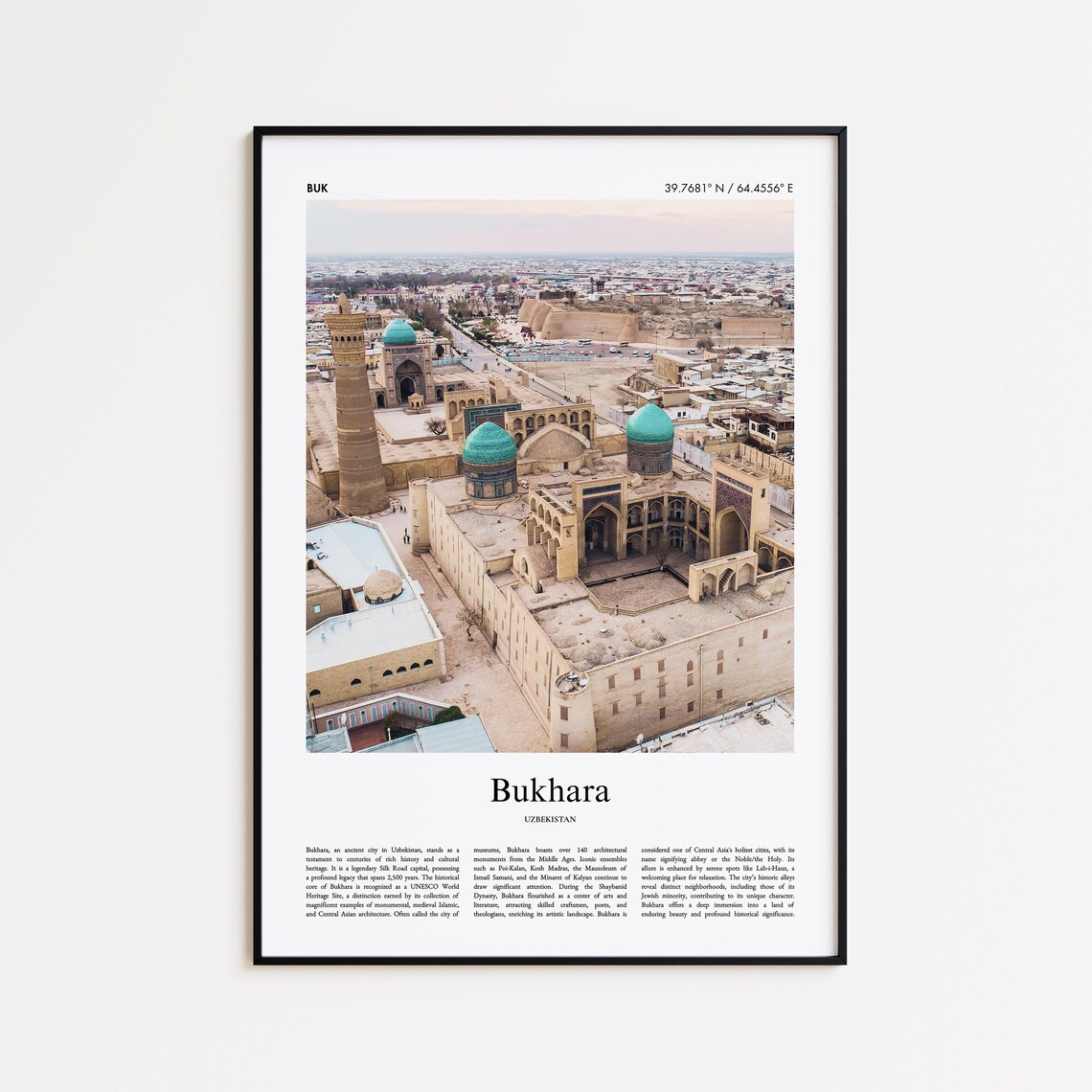 Bukhara Uzbekistan Old City Turquoise Domes Aerial Photo Poster
