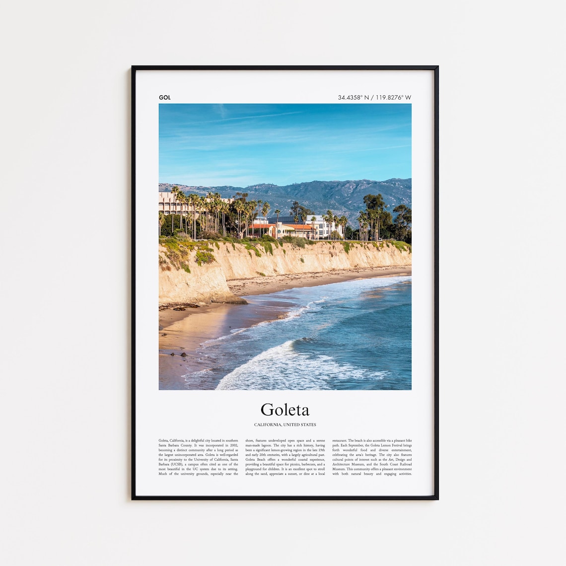 Goleta California Beach Bluffs Pacific Ocean Coast Photo Poster