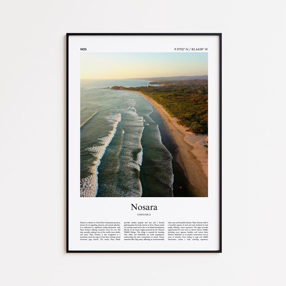 Nosara Costa Rica Aerial Surf Beach Waves Sunset Travel Photo Poster