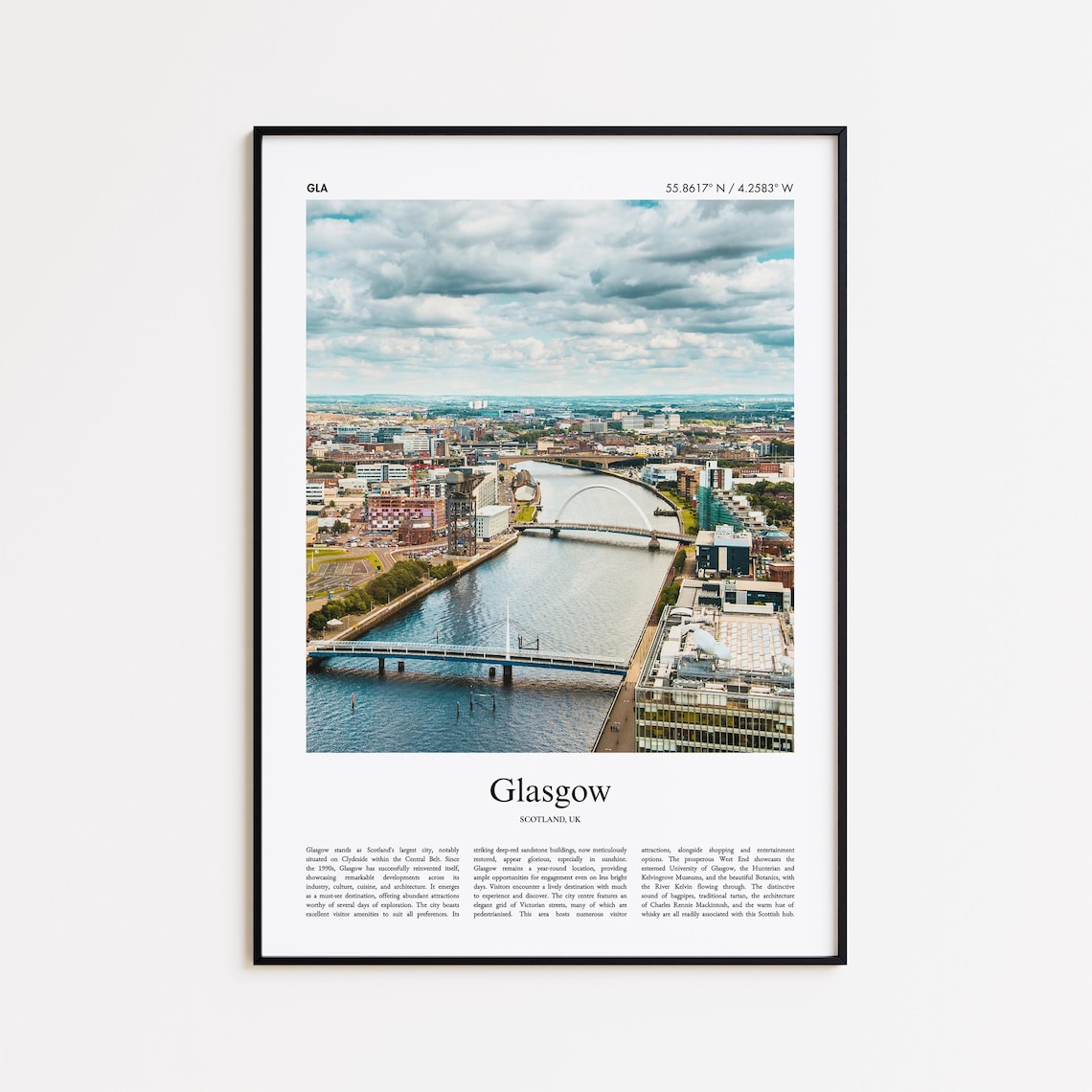 Glasgow Scotland UK City River Clyde Bridges Real Photo Poster