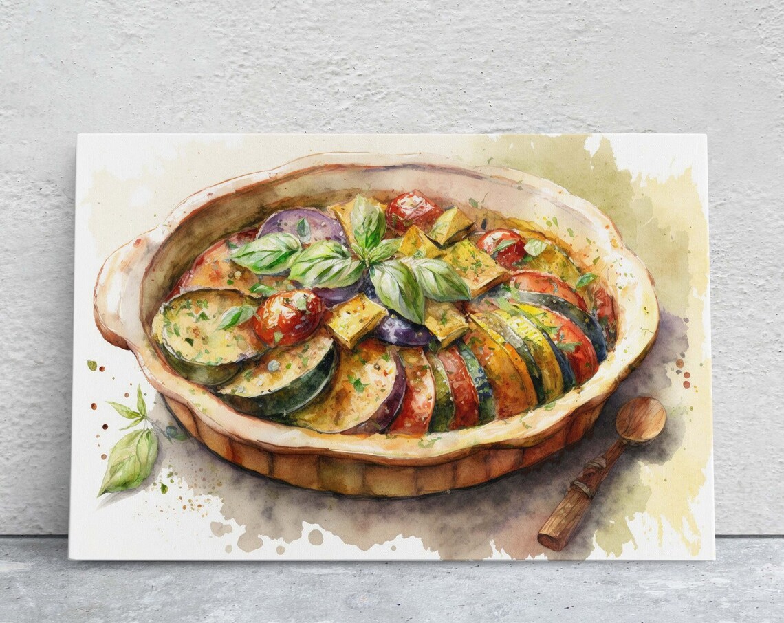 Ratatouille Watercolor Painting, Italian Food Art Print
