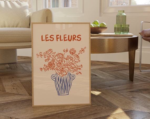 Les Fleurs Floral Botanical Fine Line Art Print