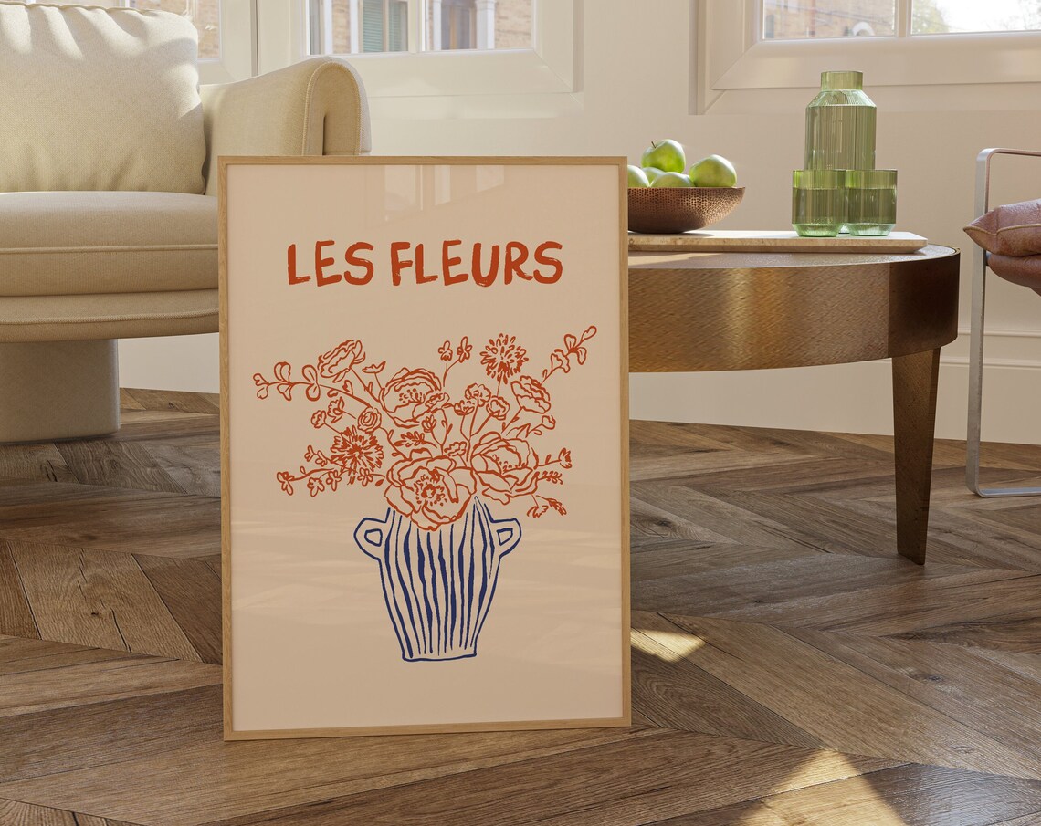 Les Fleurs Floral Botanical Fine Line Art Print