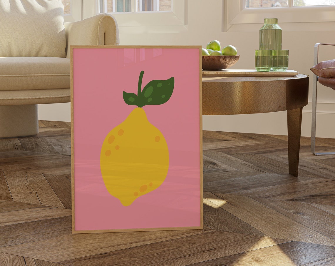 Bold Yellow Lemon Illustration on Hot Pink Background Poster - Image 5
