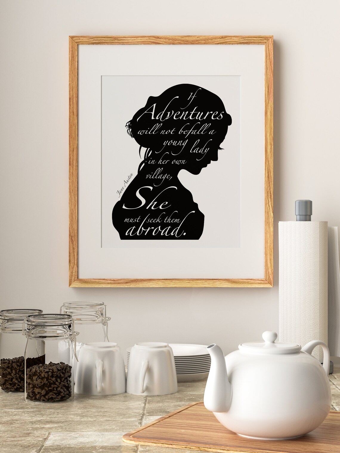 Jane Austen Quote Literary Art Print, Black White - Image 3
