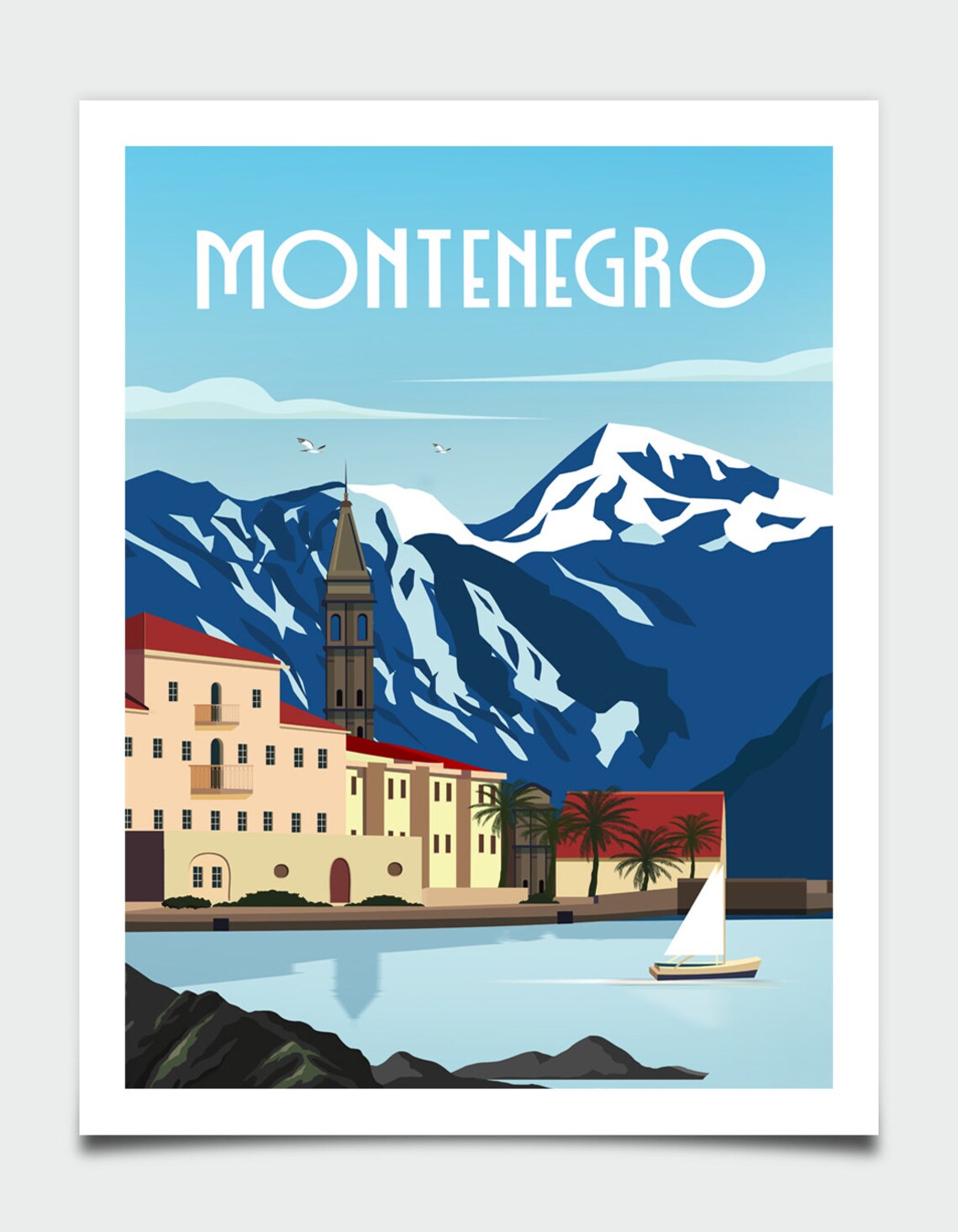 Montenegro Retro Travel Poster, Romantic Wall Art - Image 4