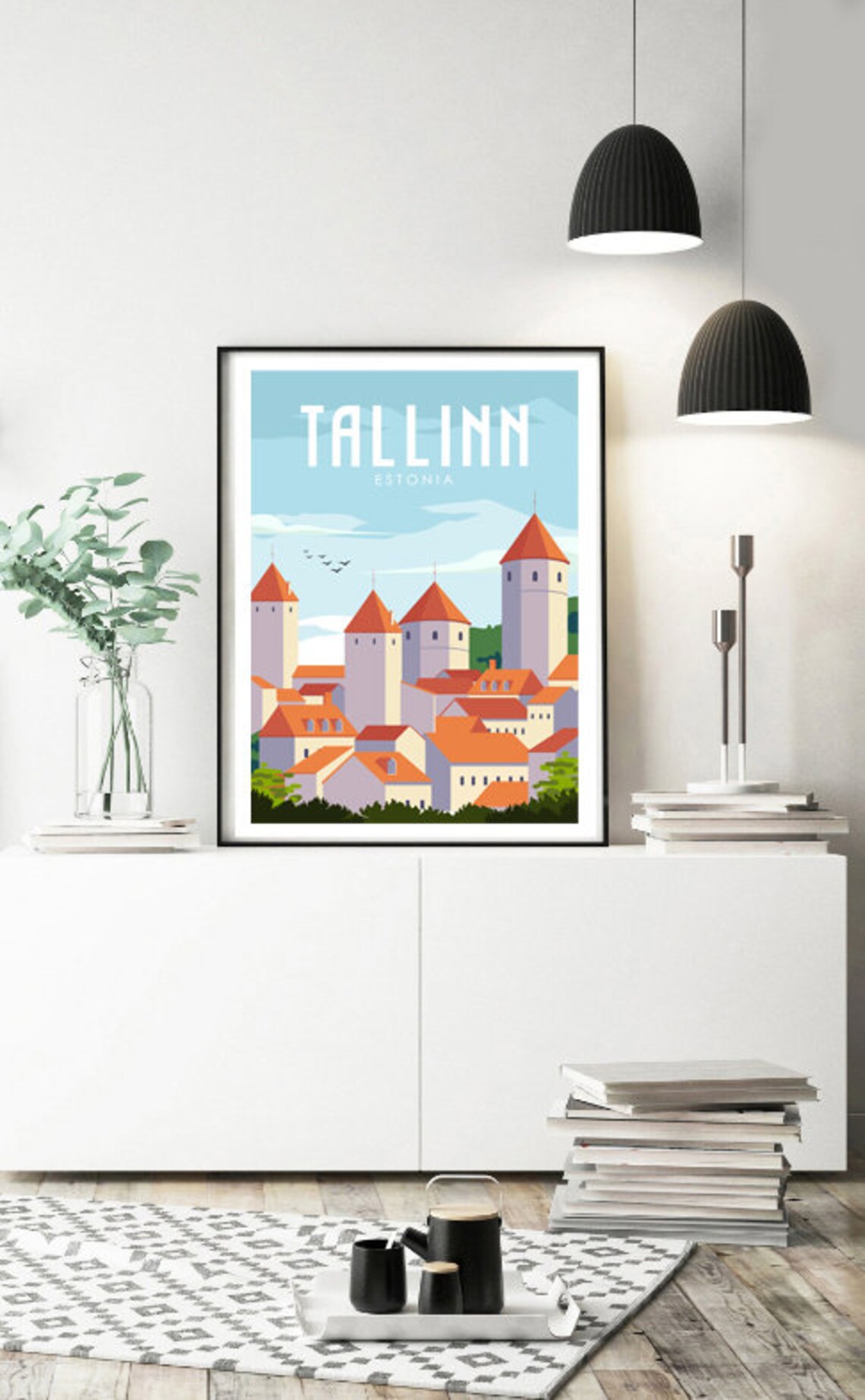 Tallinn Estonia Old Town Medieval Towers Red Roofs Travel Poster - Image 2
