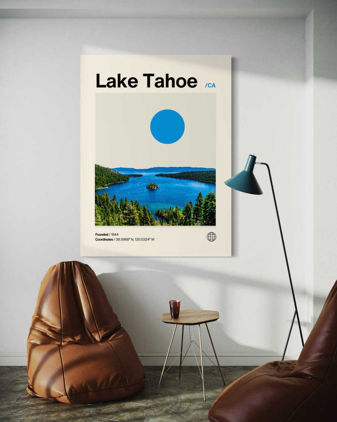 Lake Tahoe Poster Minimalist Helvetica Mid Century Modern Lake Tahoe Print Lake Tahoe Wall Art Lake Tahoe California Tahoe Nevada