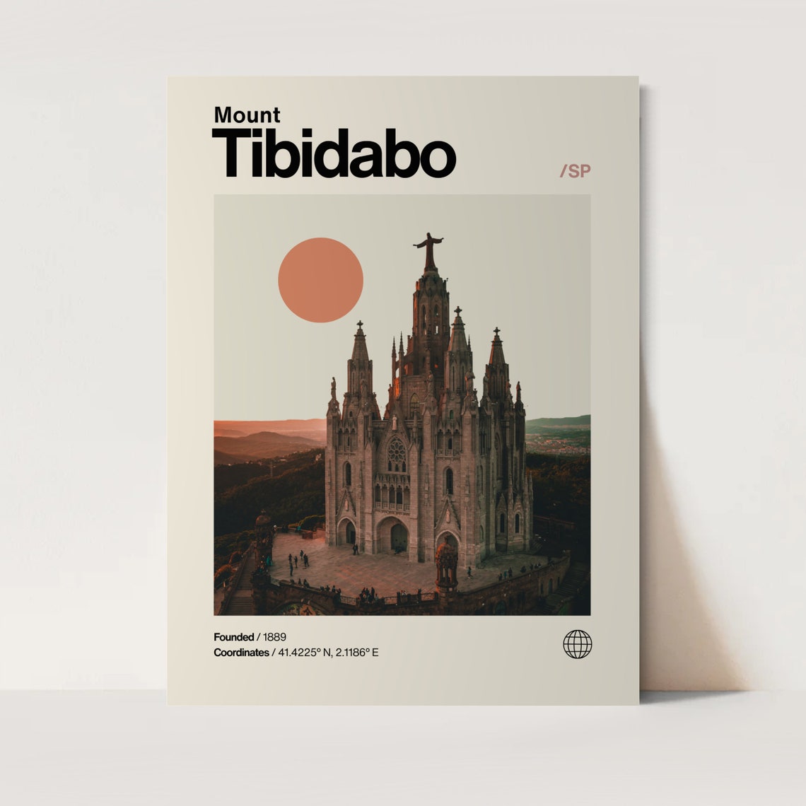 Mount Tibidabo Barcelona Sacred Heart Church Spain Landmark Poster
