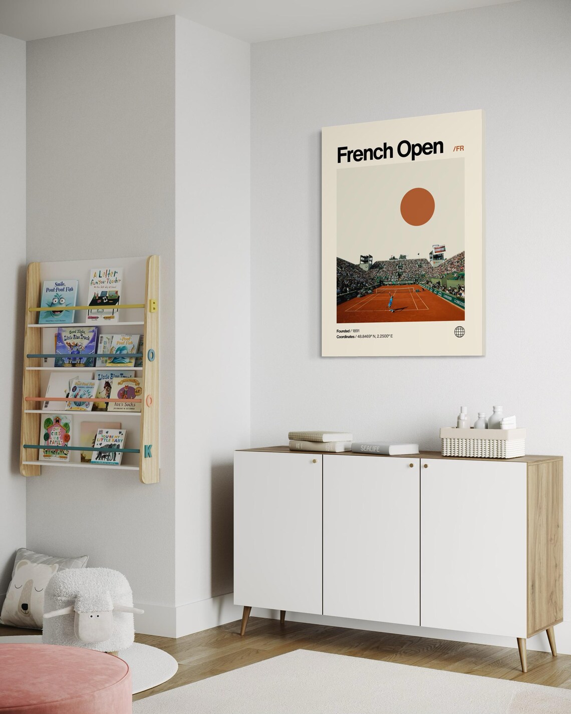 French Open Minimalist Helvetica Mid-Century Art Print - Image 2
