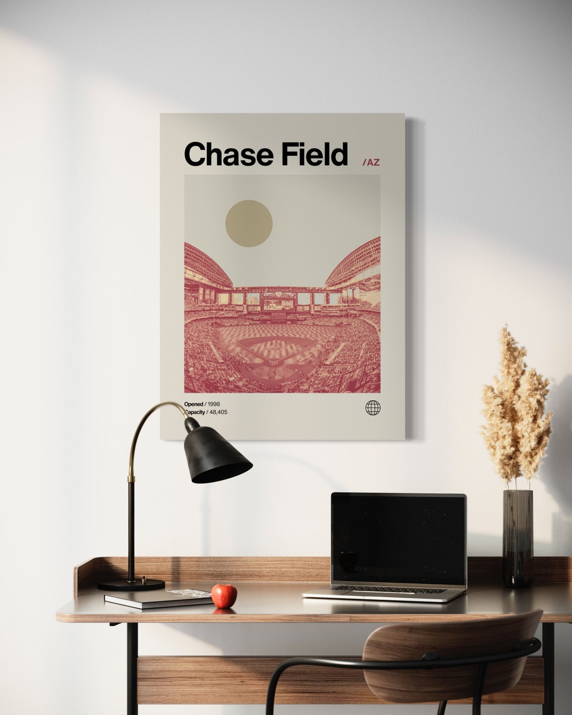 Chase Field Arizona Diamondbacks Retractable Roof Minimalist Poster - Image 3