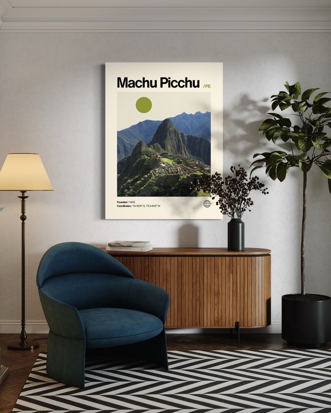 Machu Picchu Poster Minimalist Helvetica Mid Century Modern Machu Picchu Travel Print Machu Picchu Wall Art Machu Picchu Art Houseart - Image 2