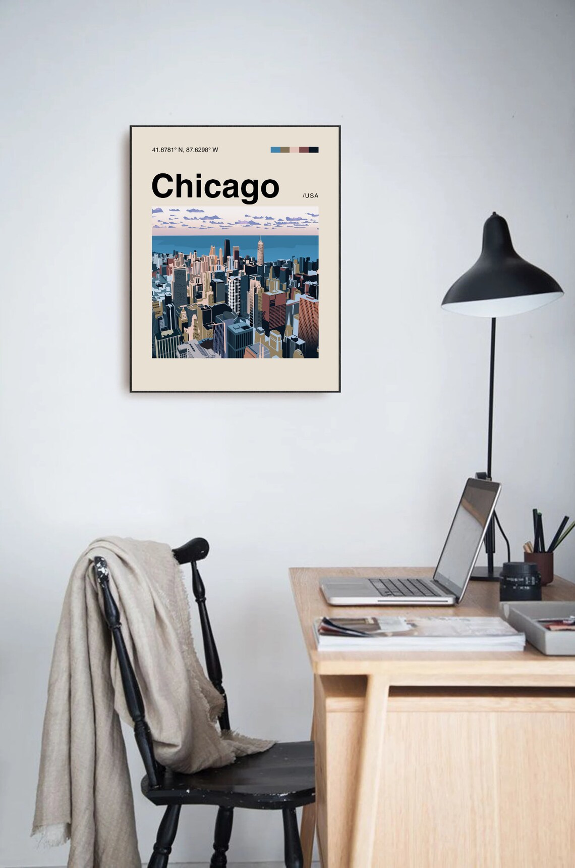 Chicago Minimalist Mid-Century Travel Poster - Image 3