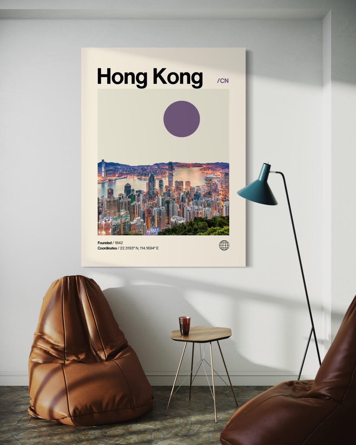 Hong Kong Poster Minimalist Helvetica Mid Century Modern Hong Kong Travel Print China Poster Hong Kong Wall Art Hong Kong China Print - Image 3
