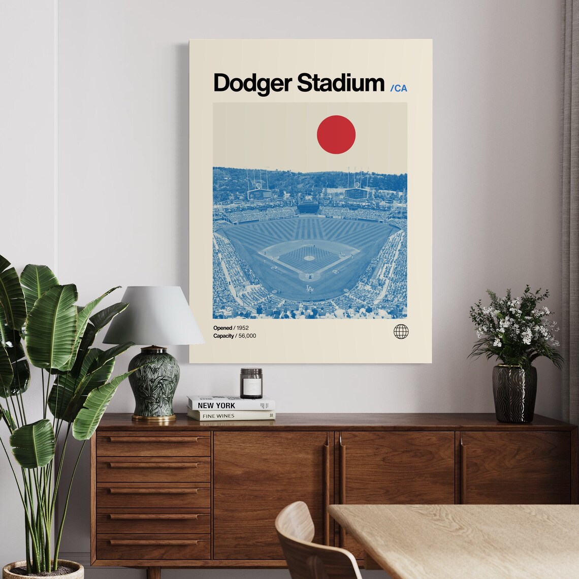 Dodger Stadium Minimalist Baseball Art Print - Image 2