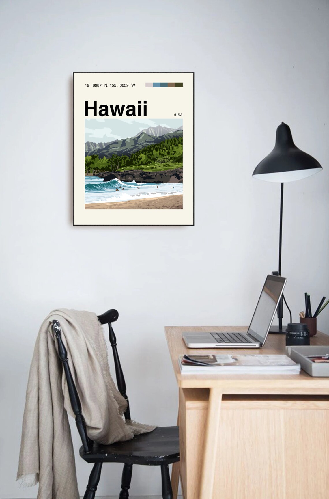 Hawaii Beach Minimalist Mid Century Travel Poster - Image 3