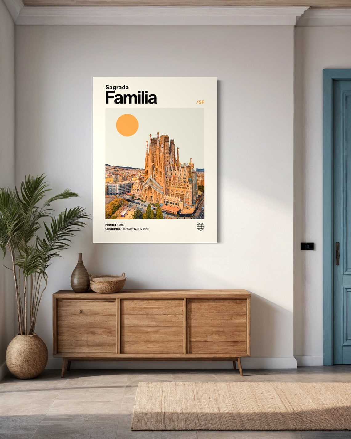 Sagrada Familia Poster Minimalist Helvetica Mid Century Modern Sagrada Familia Travel Print Sagrada Familia Wall Art Sagrada Familia - Image 3