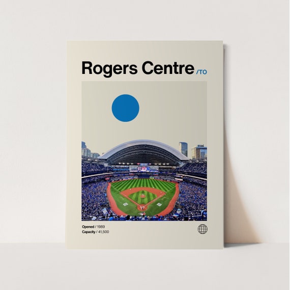 Rogers Centre Poster Blue Jay Poster Minimalist Helvetica Mid Century Modern Baseball Art Baseball Stadium Poster Toronto Blue Jays