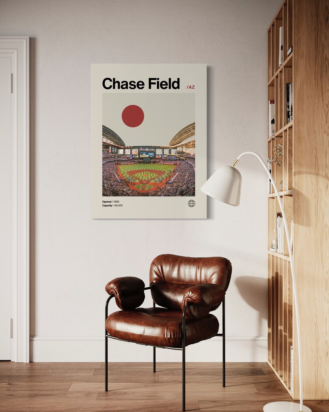 Chase Field Minimalist Mid-Century Baseball Art Print - Image 3