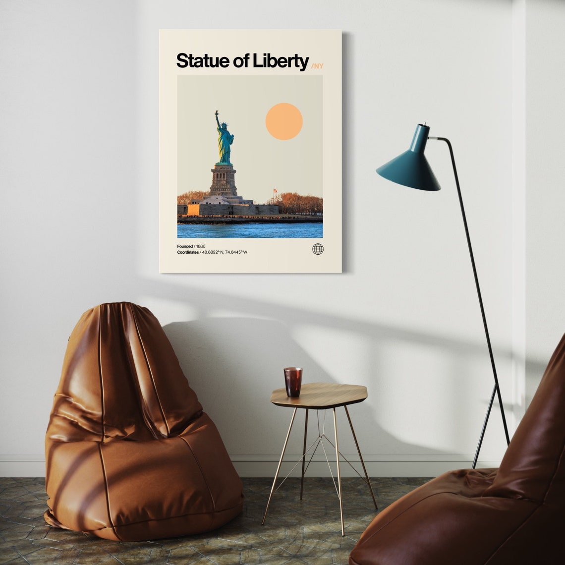 Statue Of Liberty Poster Minimalist Helvetica Mid Century Modern Statue Of Liberty Travel Print Statue Of Liberty Wall Art Nyc Art - Image 3