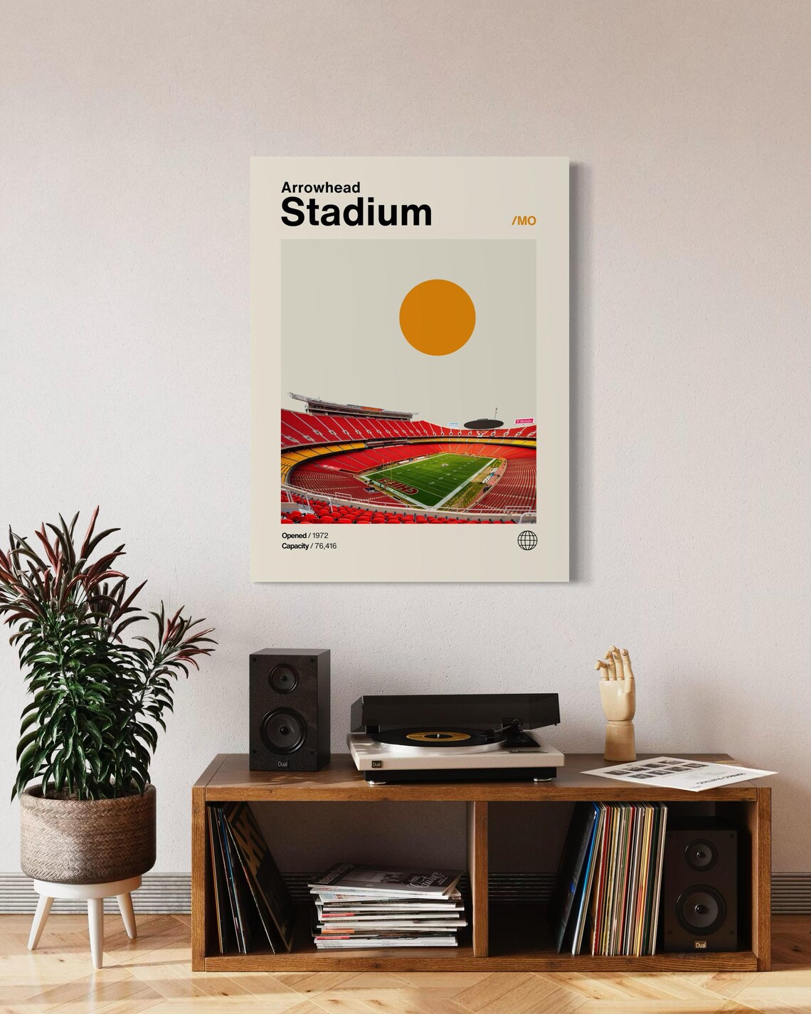 Arrowhead Stadium Poster, Minimalist Mid-Century Art Print - Image 3