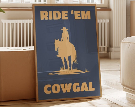 Ride Em Cowboy Western Wall Art Boho Minimalist Prints Cowboy Art Retro Art Physical Poster Print Shipped To You
