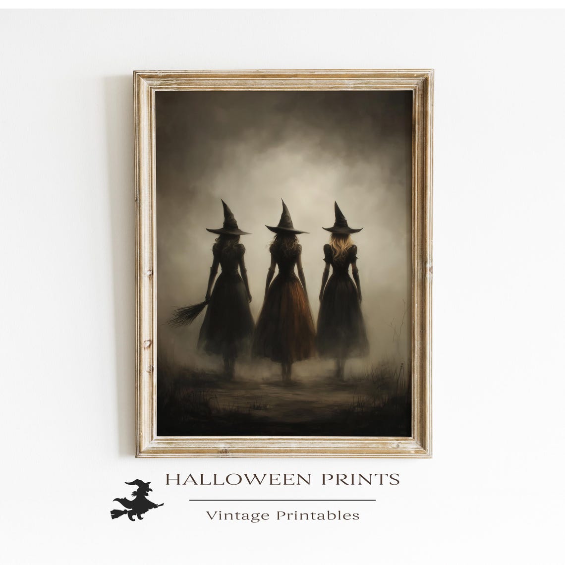 Three Witches In The Fog Whimsical Halloween Wall Art Gothic Witchcore Autumn Print Spooky Sorority Decor 115