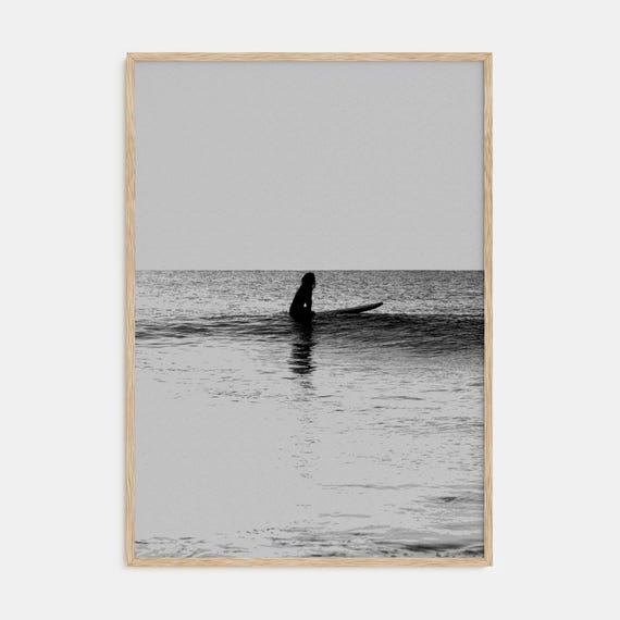 Fine Art Surfer Print Black White Photography Poster Ocean Wall Art Surf Decor Minimalist Home Decor Gift For Surfers