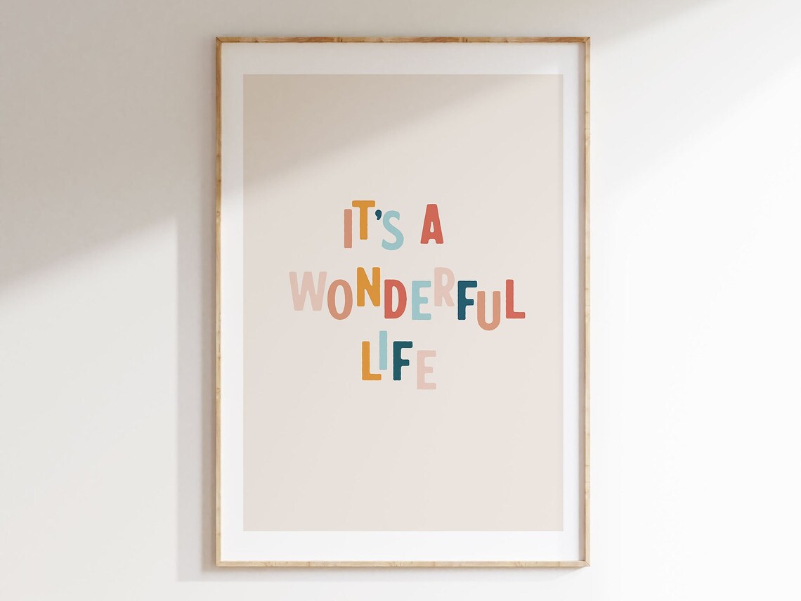 It's A Wonderful Life Colorful Kids Nursery Room Decor Poster Gift