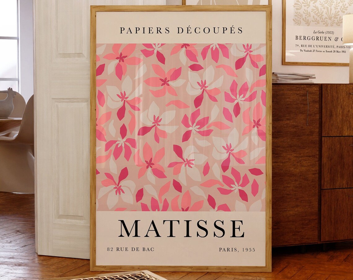 Pink Matisse Flower Market Abstract Floral Art Print