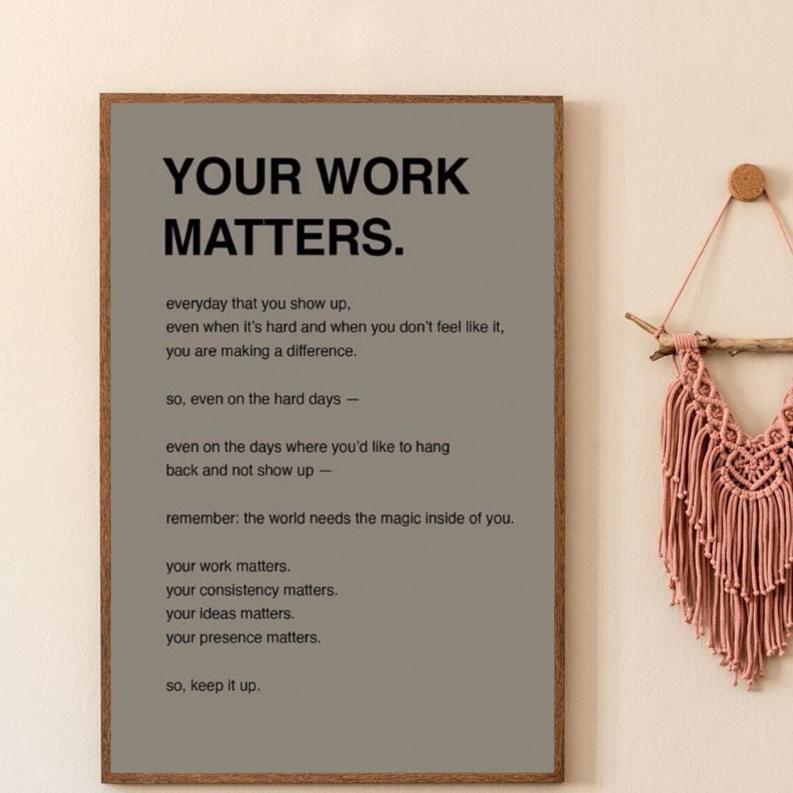 Your Work Matters Gray Minimalist Letterpress Poetry Style Poster - Image 2