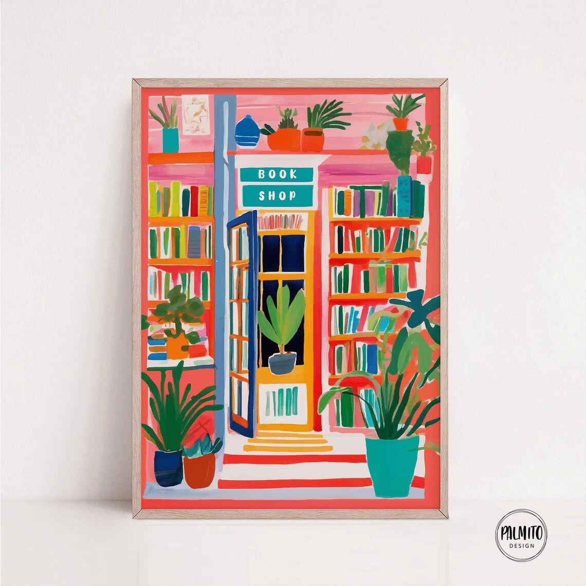 Colorful Bookstore Storefront, Vibrant Bookshop Art Print