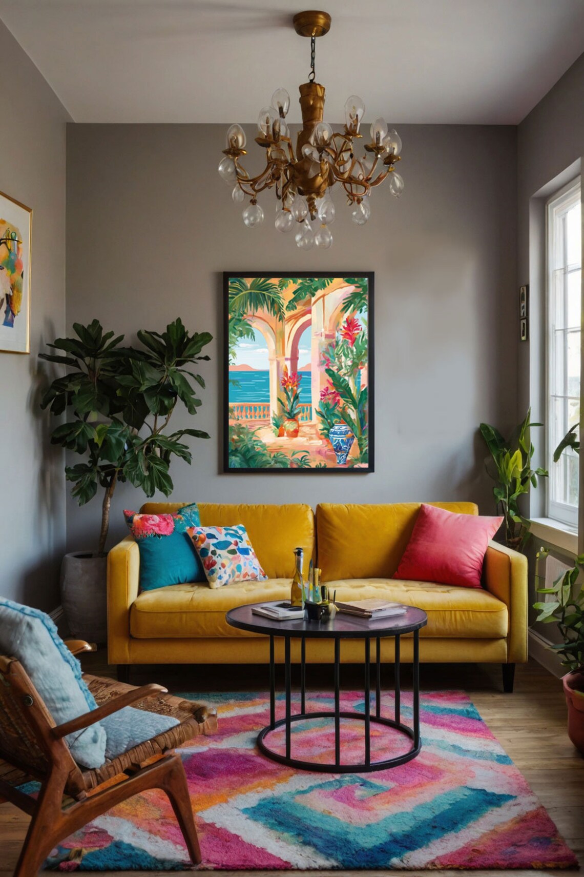 Colorful Tropical Mediterranean Balcony Art Print - Image 3