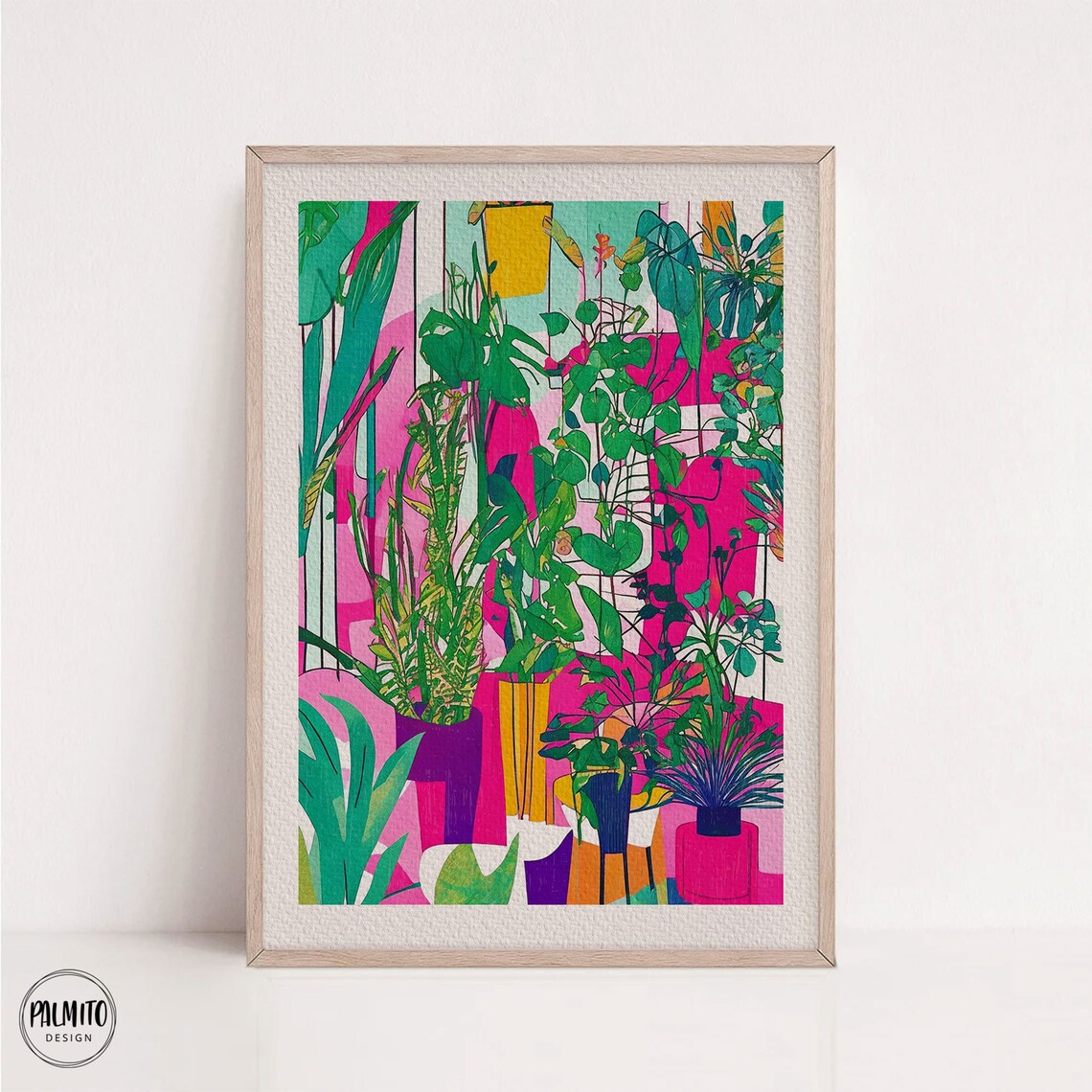 Colorful Maximalist Abstract Plants Art Print